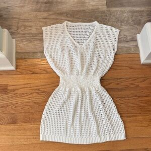 White knit beach cover up